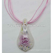 Fashion Lampwork Pendentif en verre Pendentif Lampwork en verre Collier lampe suspension en verre avec cordon de cire